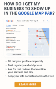Google Map Pack results showing top-ranking local businesses for a service search
